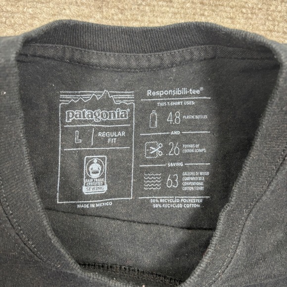 Patagonia Black Long Sleeve Responsibili-Tee Shirt Men's Size Large EUC 39161‎ - Picture 2 of 6